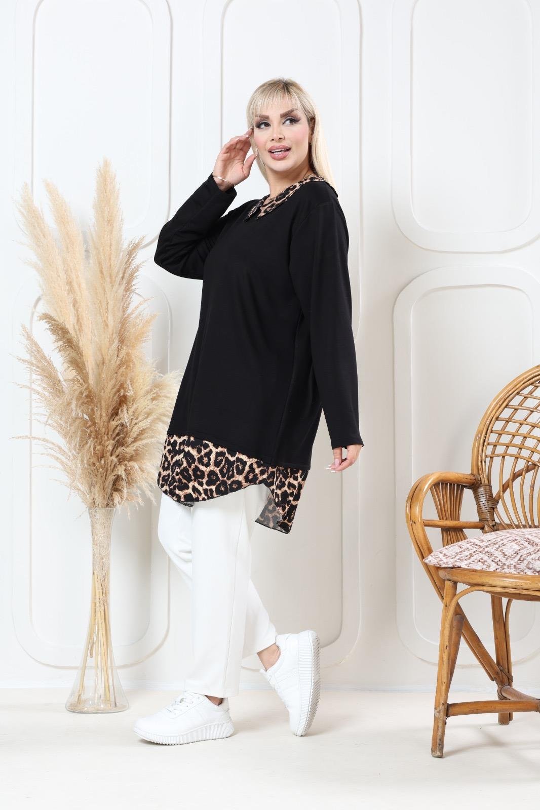 Leoparlı bebe yaka tunik