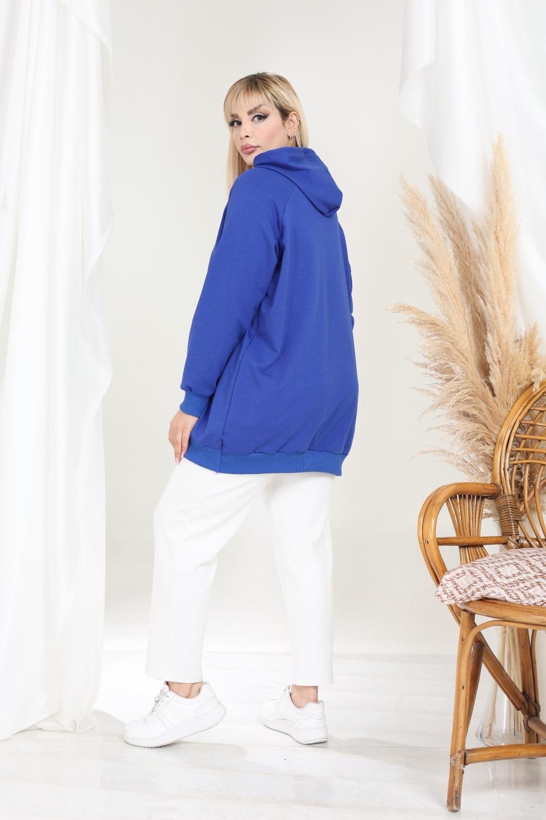 Mavi kapşonlu sweatshirt