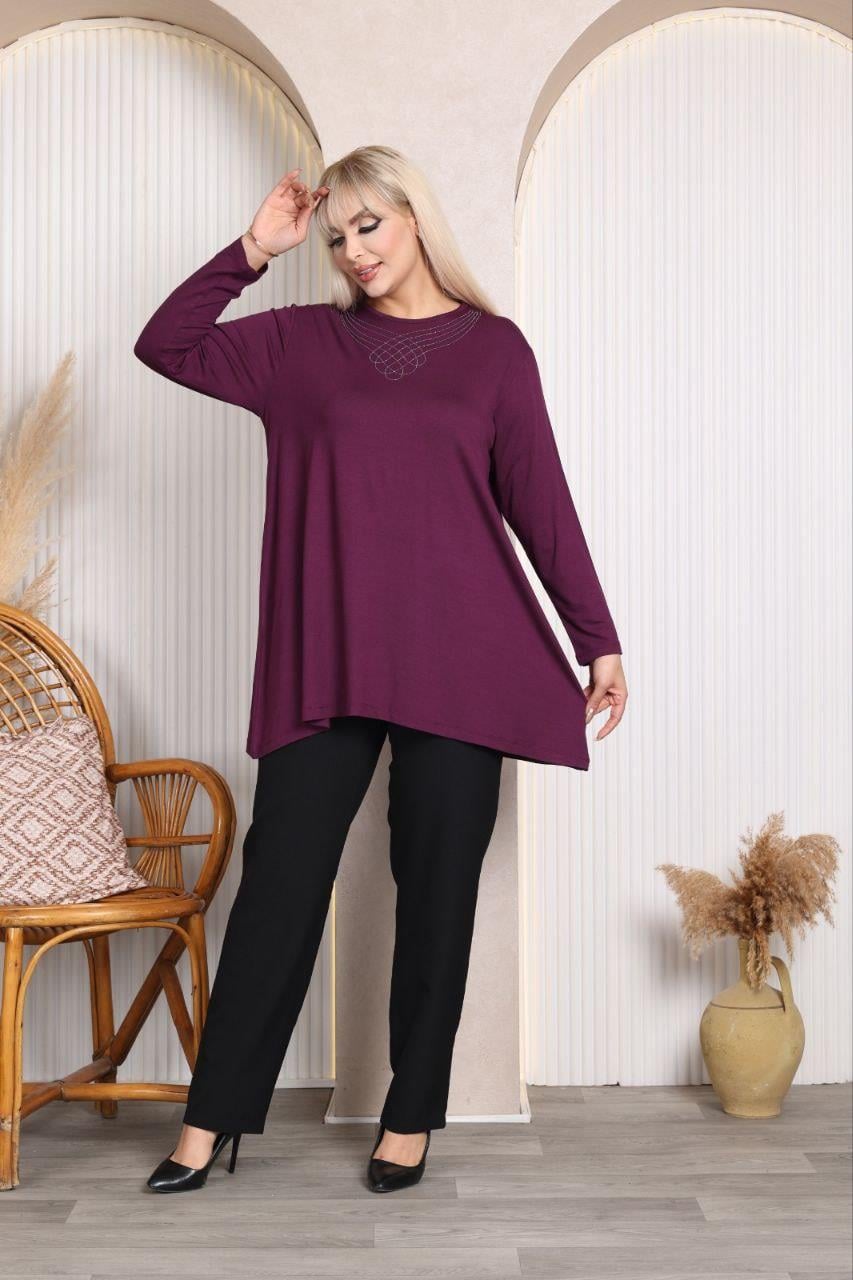 Mürdüm viskon bluz 