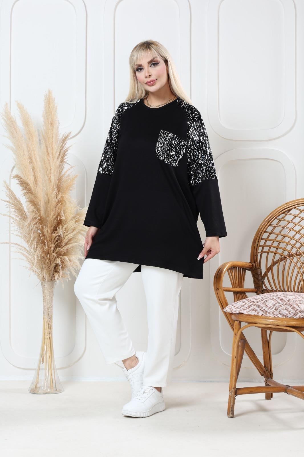 Payetli bluz 