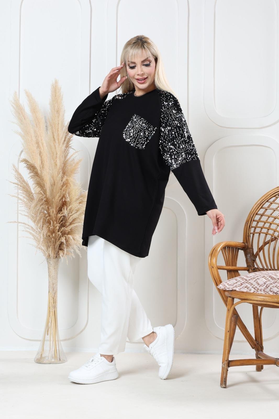 Payetli bluz 