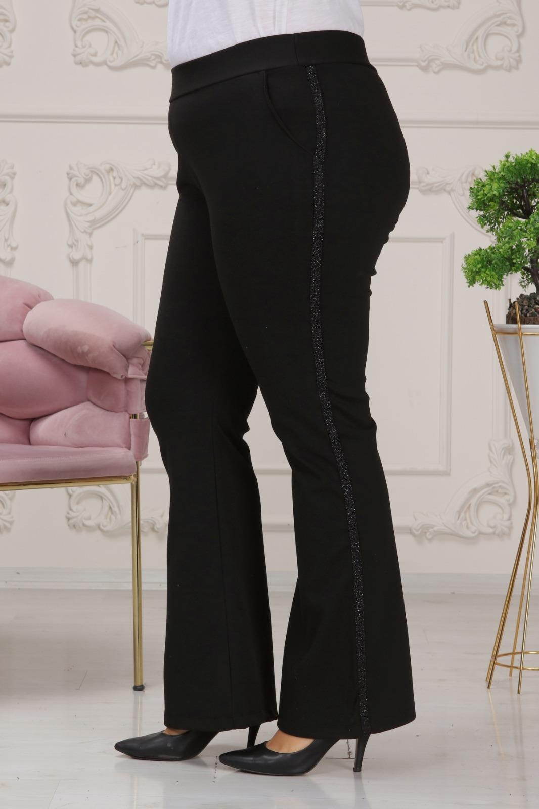 Sim şeritli ispanyol paça çelik kumaş pantolon