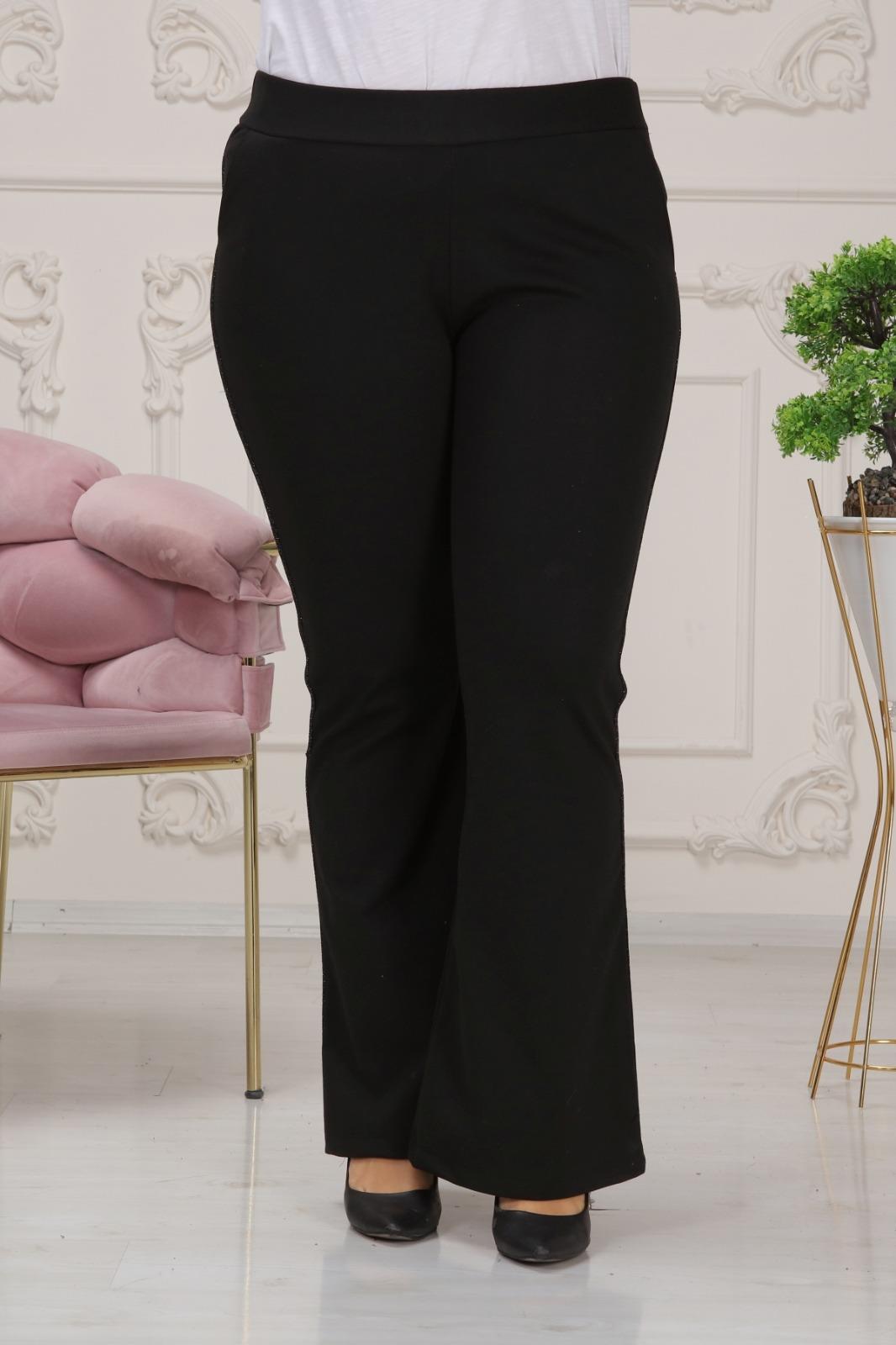 Sim şeritli ispanyol paça çelik kumaş pantolon