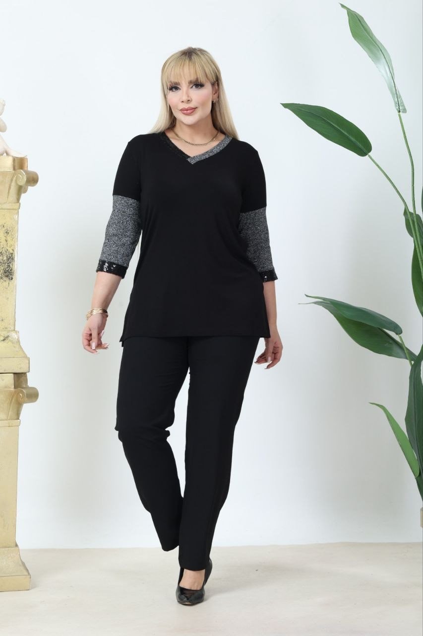 Sim ve payet detaylı bluz 