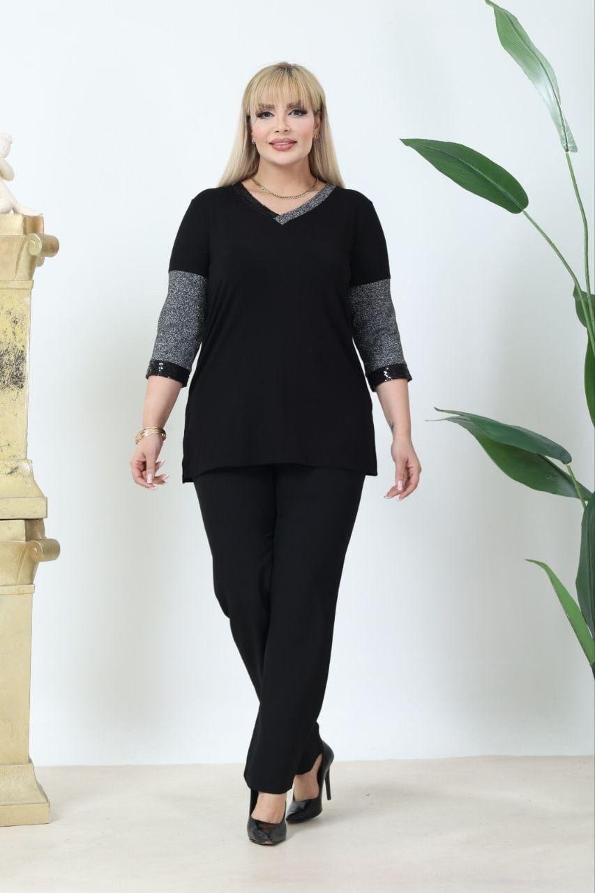 Sim ve payet detaylı bluz 