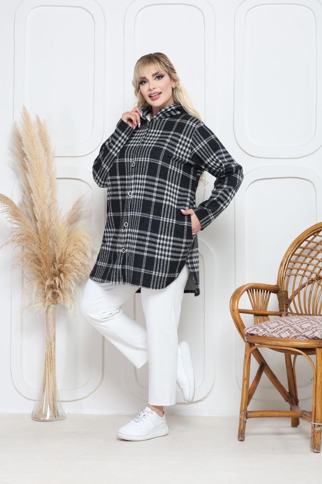 Siyah oduncu gömlek ceket