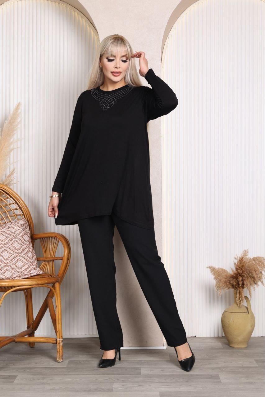 Siyah viskon bluz