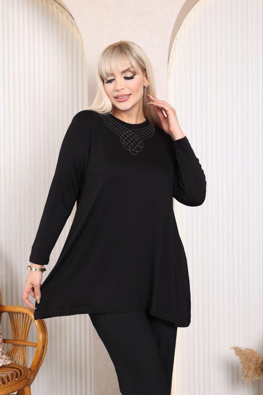 Siyah viskon bluz