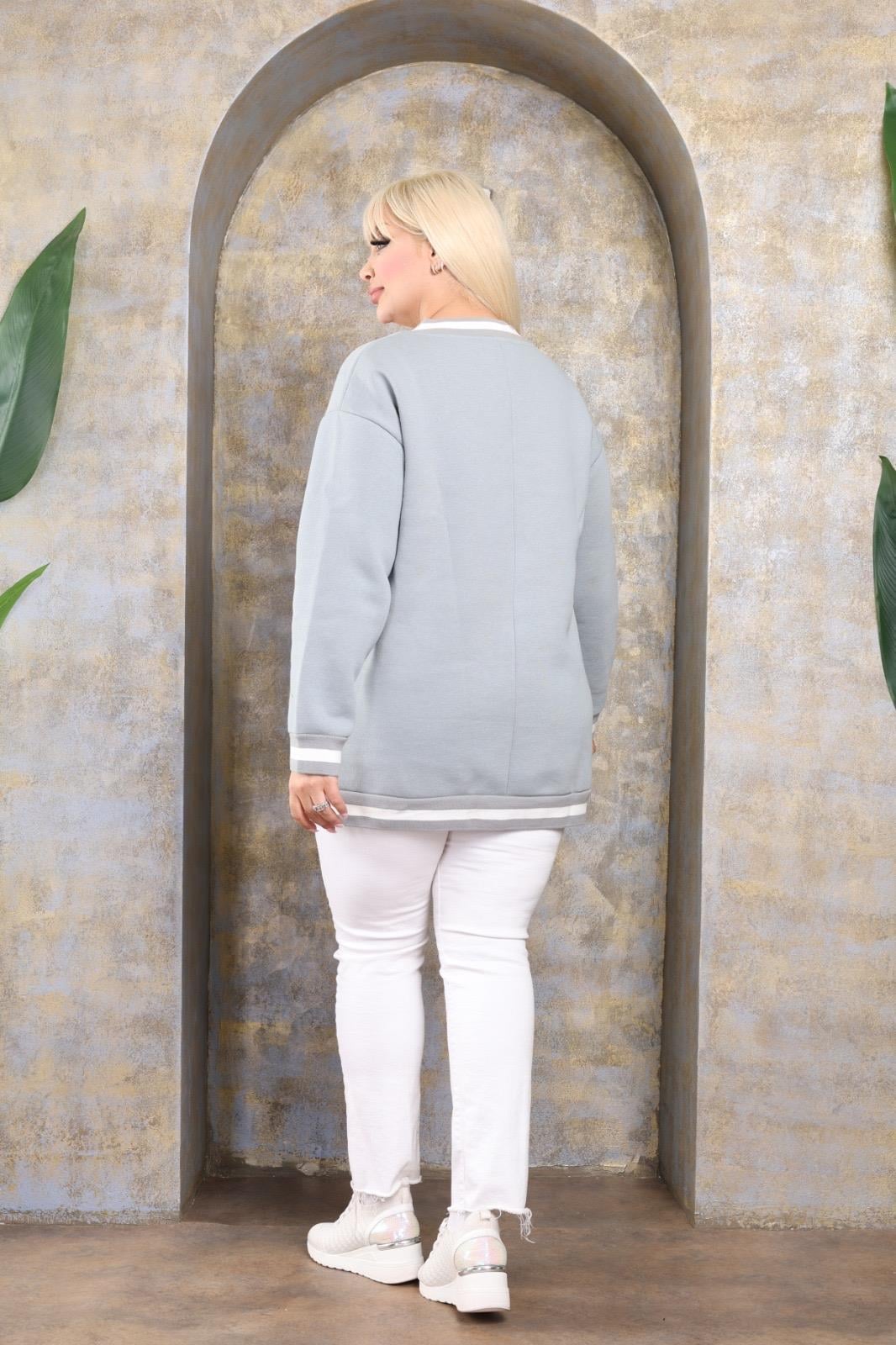 Su yeşili baskılı sweat 