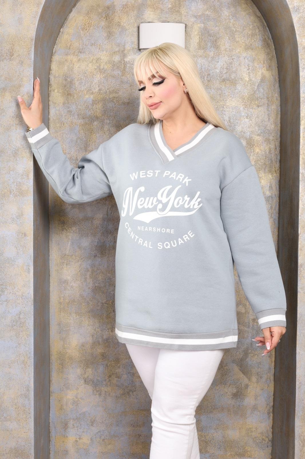 Su yeşili baskılı sweat 