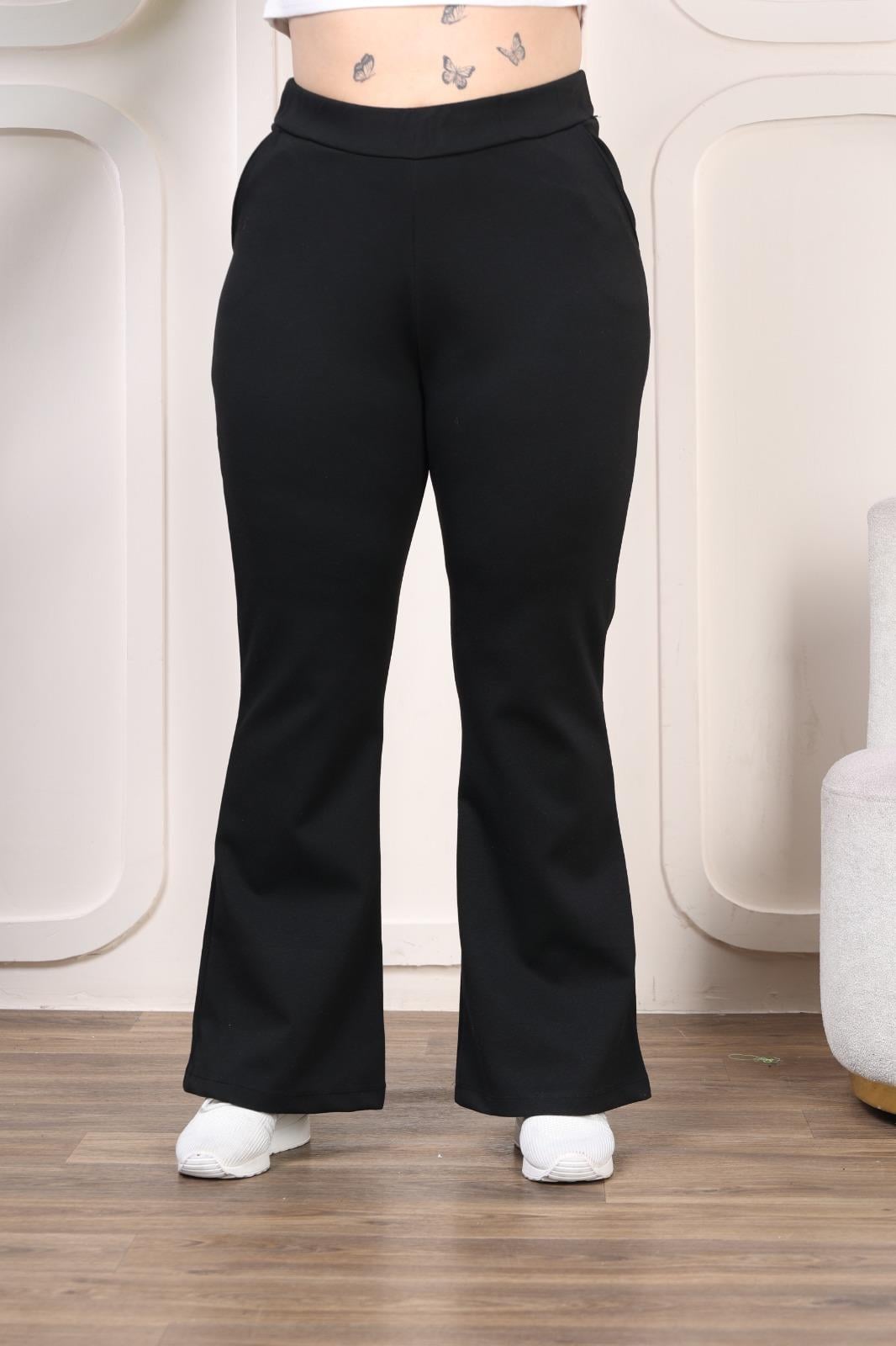 Yarım İspanyol paça çelik kumaş pantolon 