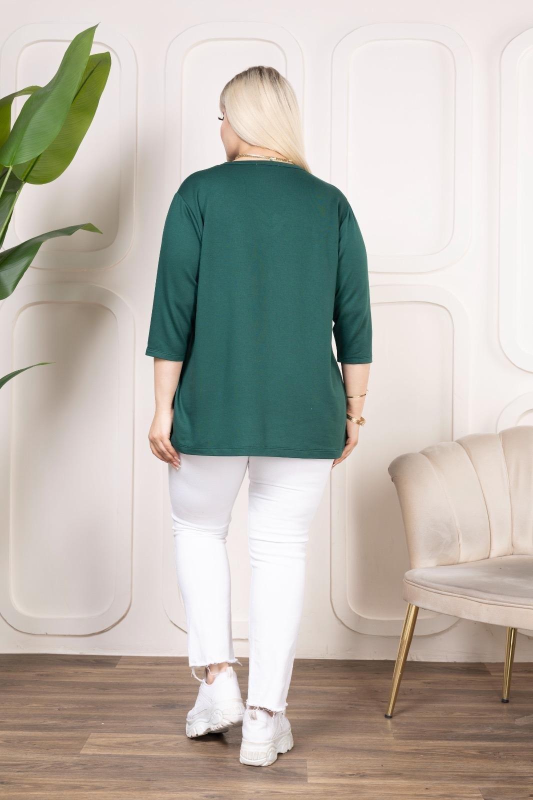 Yeşil truvakar kol bluz 