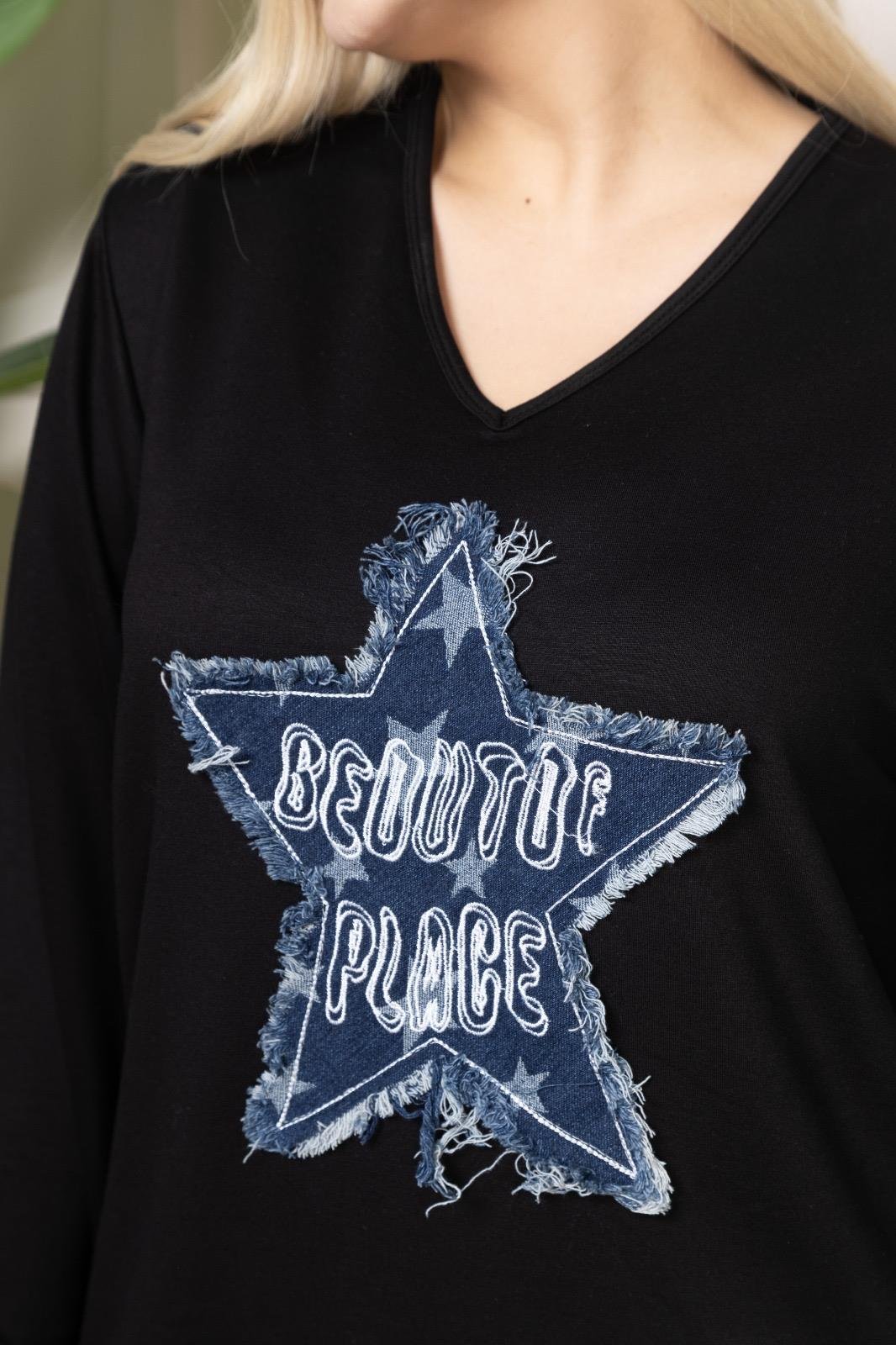 Yıldız baskılı bluz 