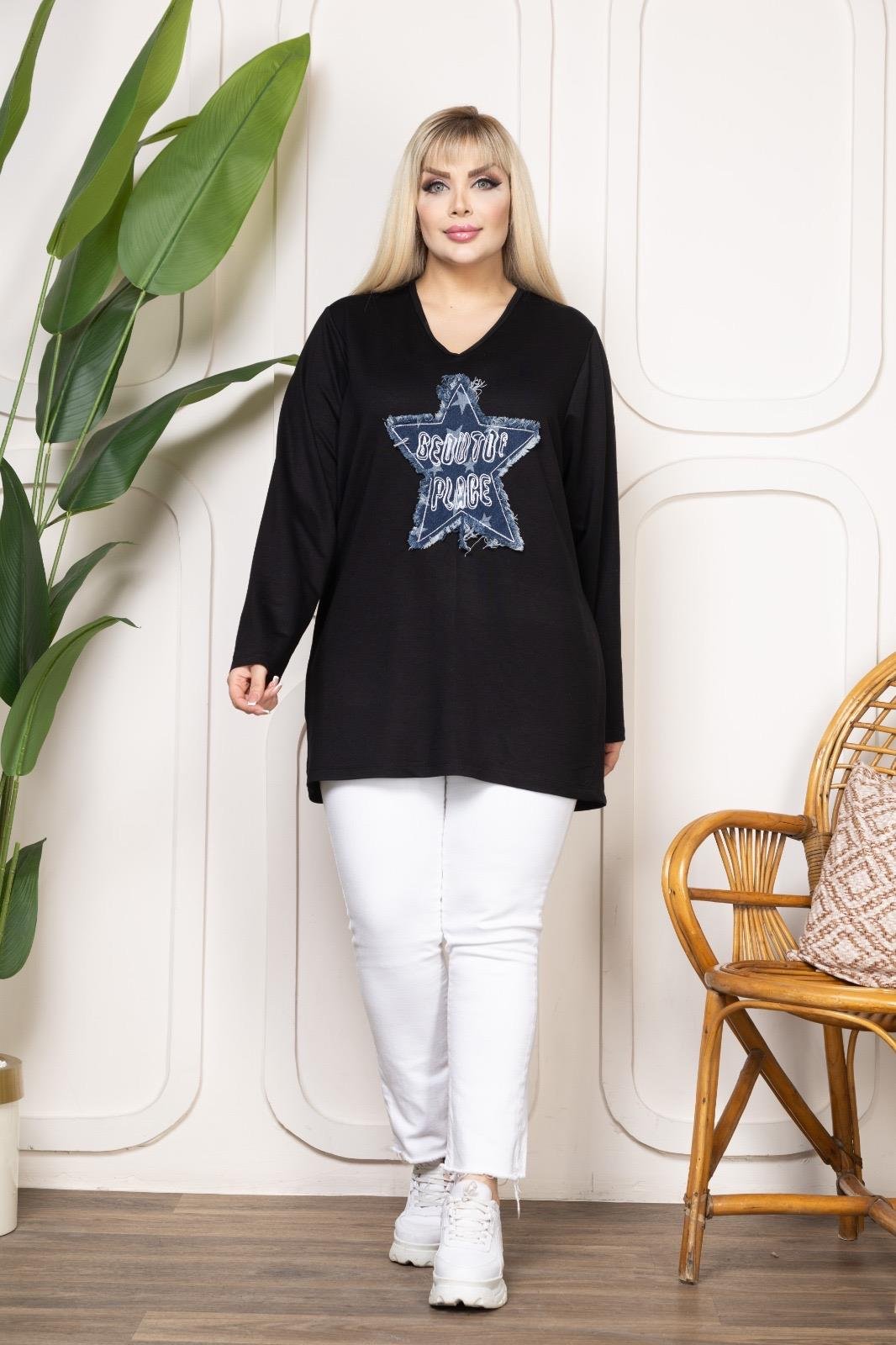 Yıldız baskılı bluz 