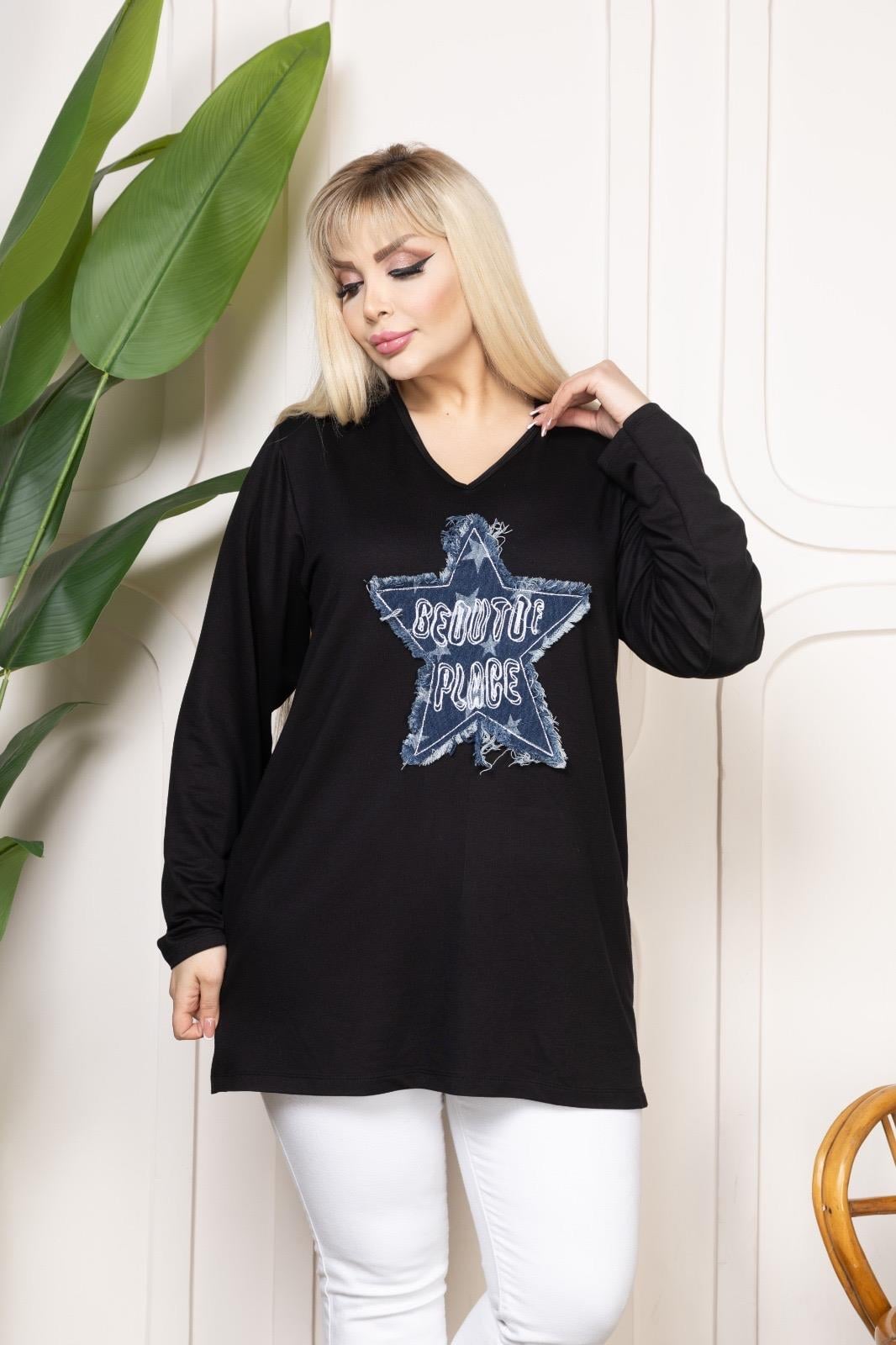 Yıldız baskılı bluz 