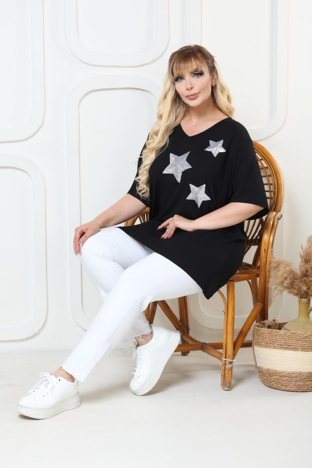 Yıldız detaylı bluz 
