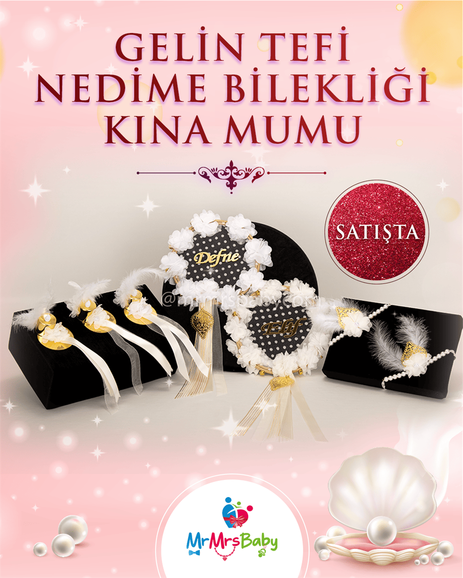 Beyaz İnci Lazer Güllü Kına Seti