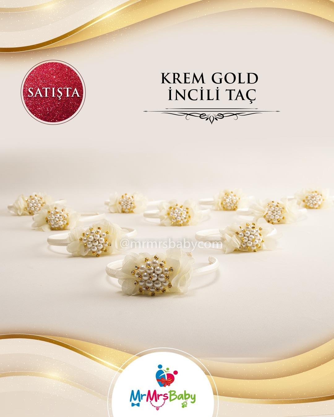 İncili Simli Krem Gold  Kına Seti