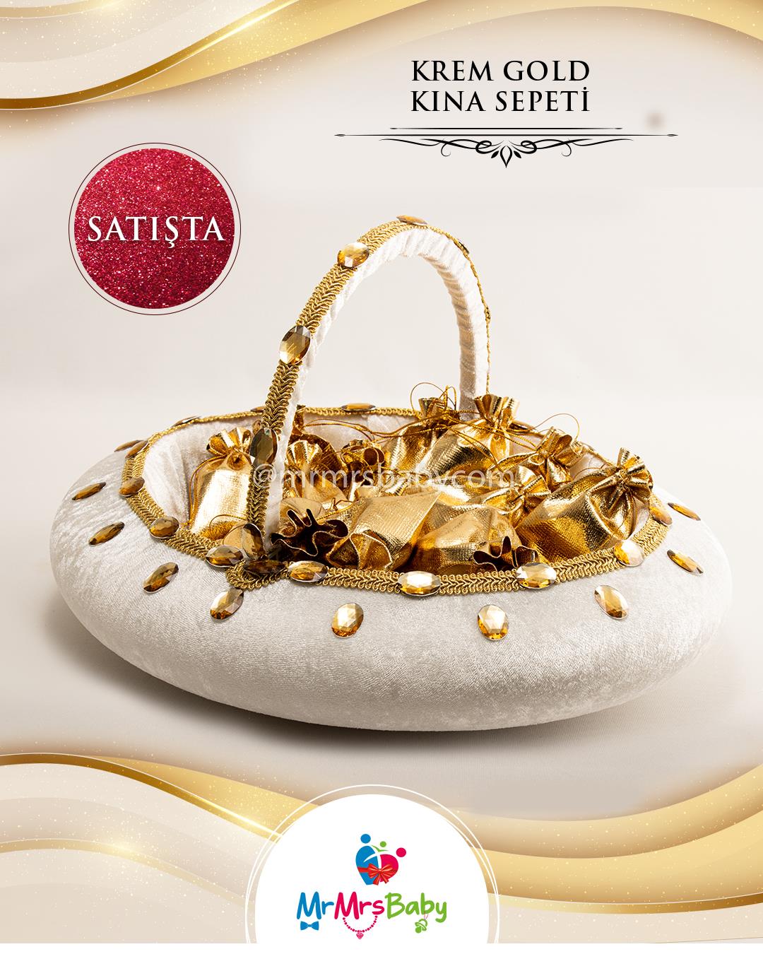 İncili Simli Krem Gold  Sünnet Kına Seti