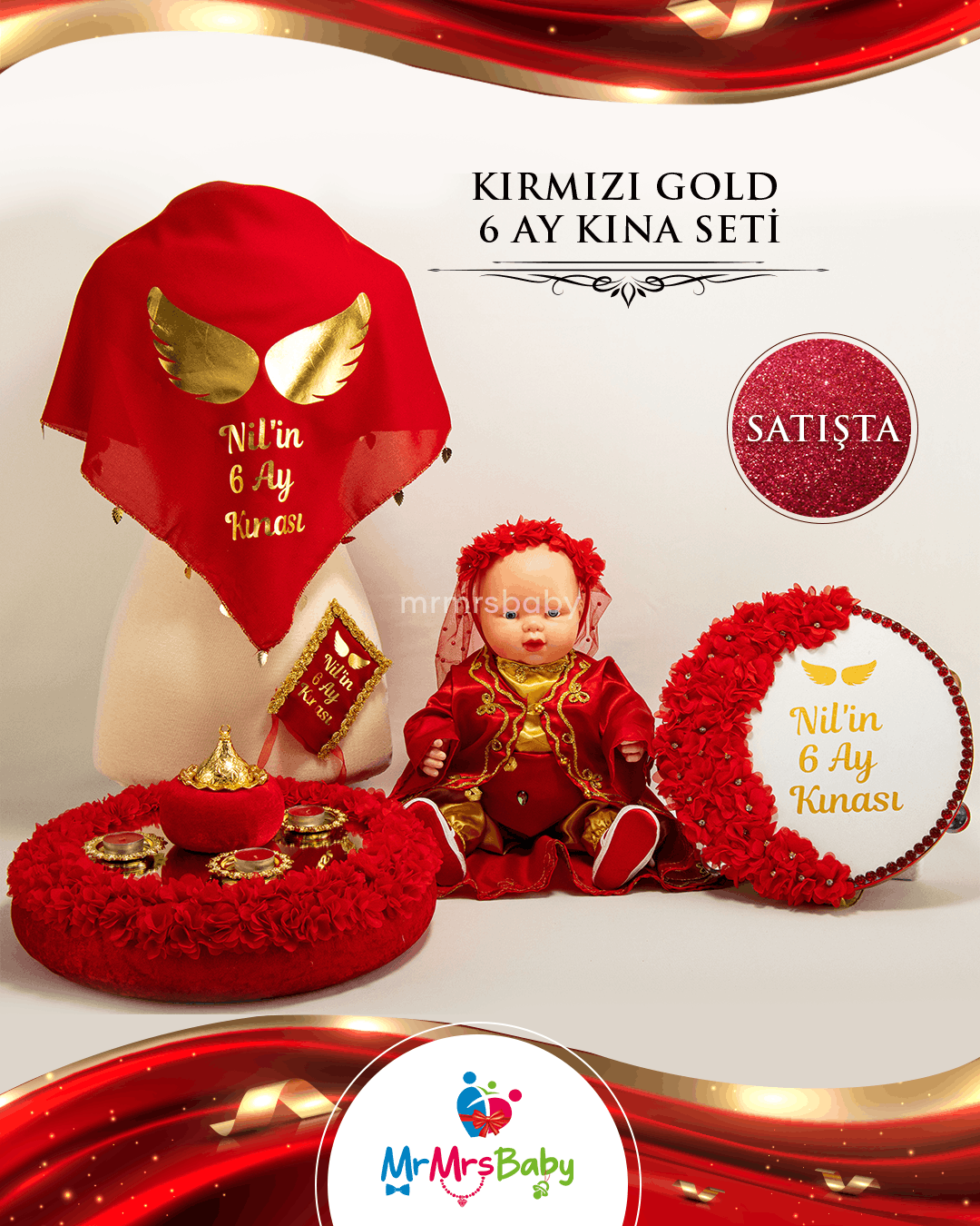Kırmızı Gold 6 Ay Kınası Seti
