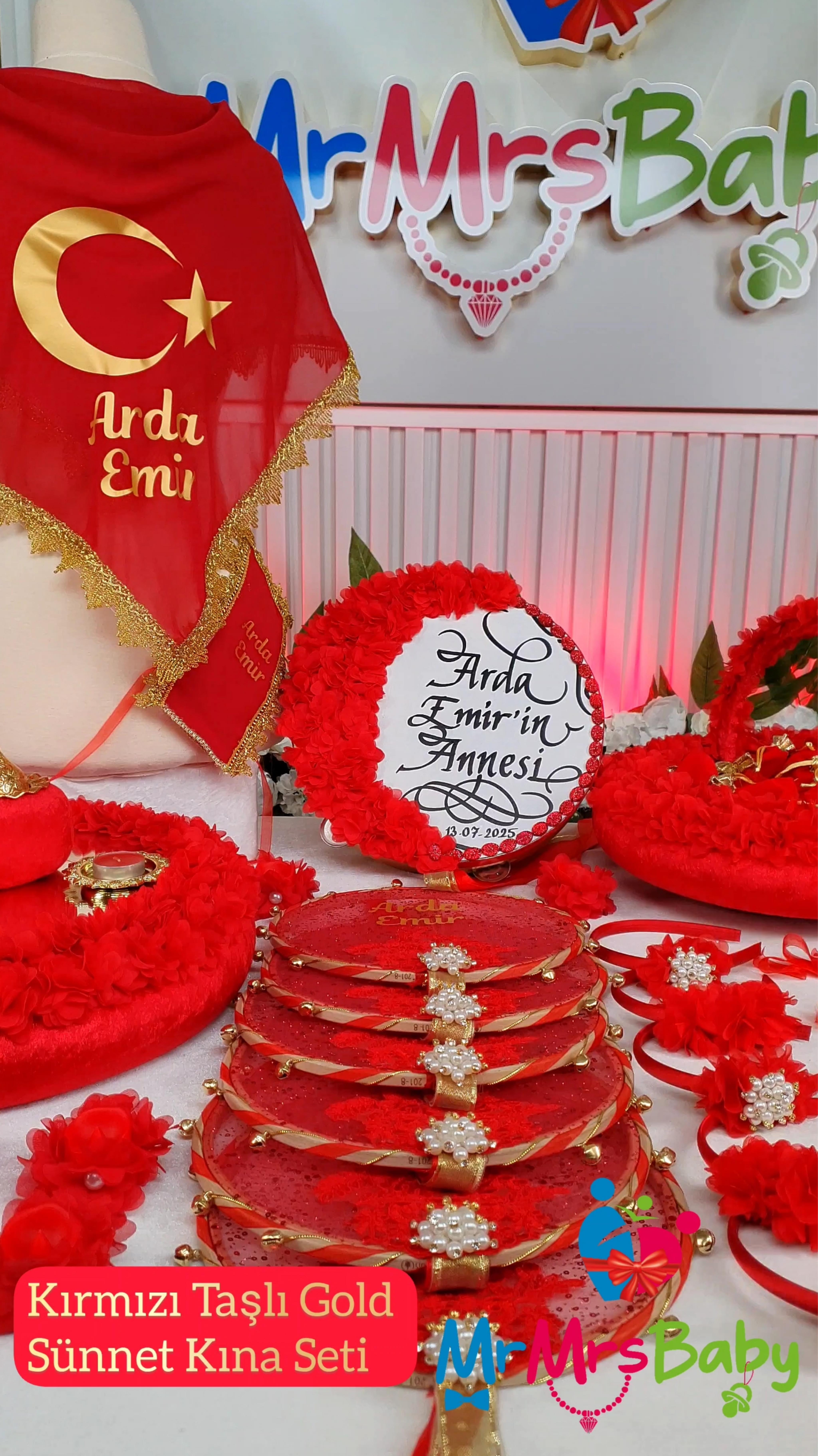 Kırmızı Taşlı Sünnet Kına Seti