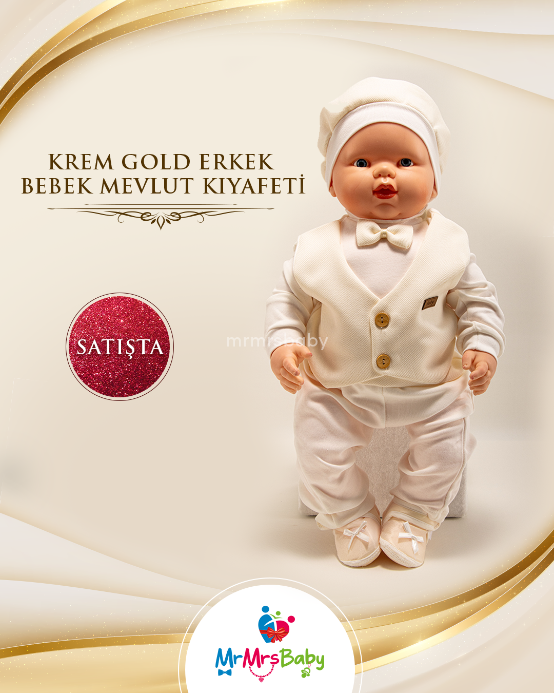 Krem Gold Bebek Mevlüt Seti