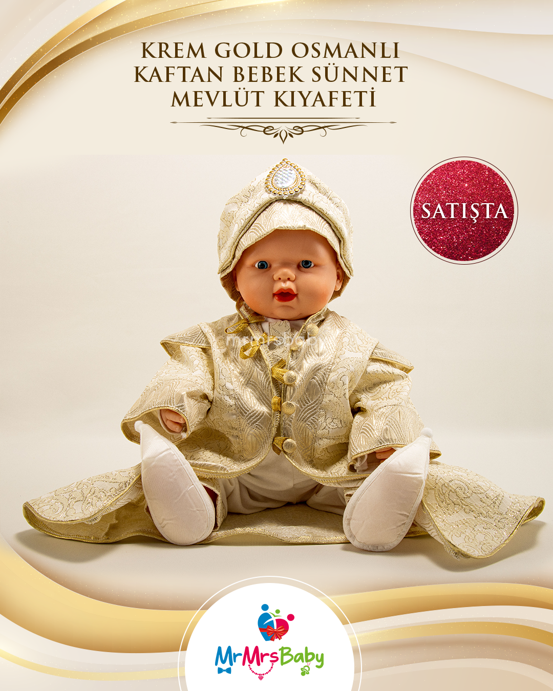 Krem Gold Bebek Sünnet Mevlüt Seti