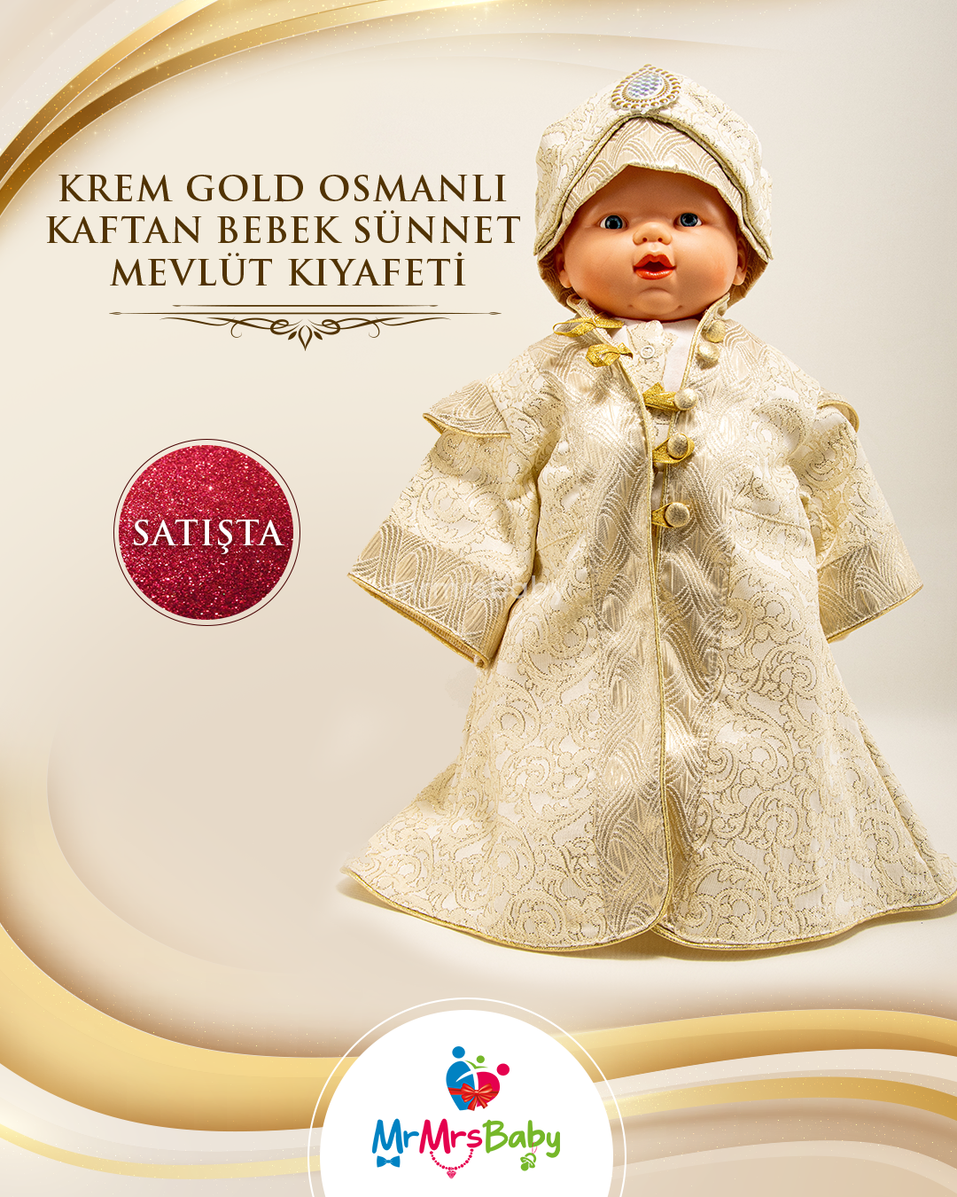 Krem Gold Bebek Sünnet Mevlüt Seti