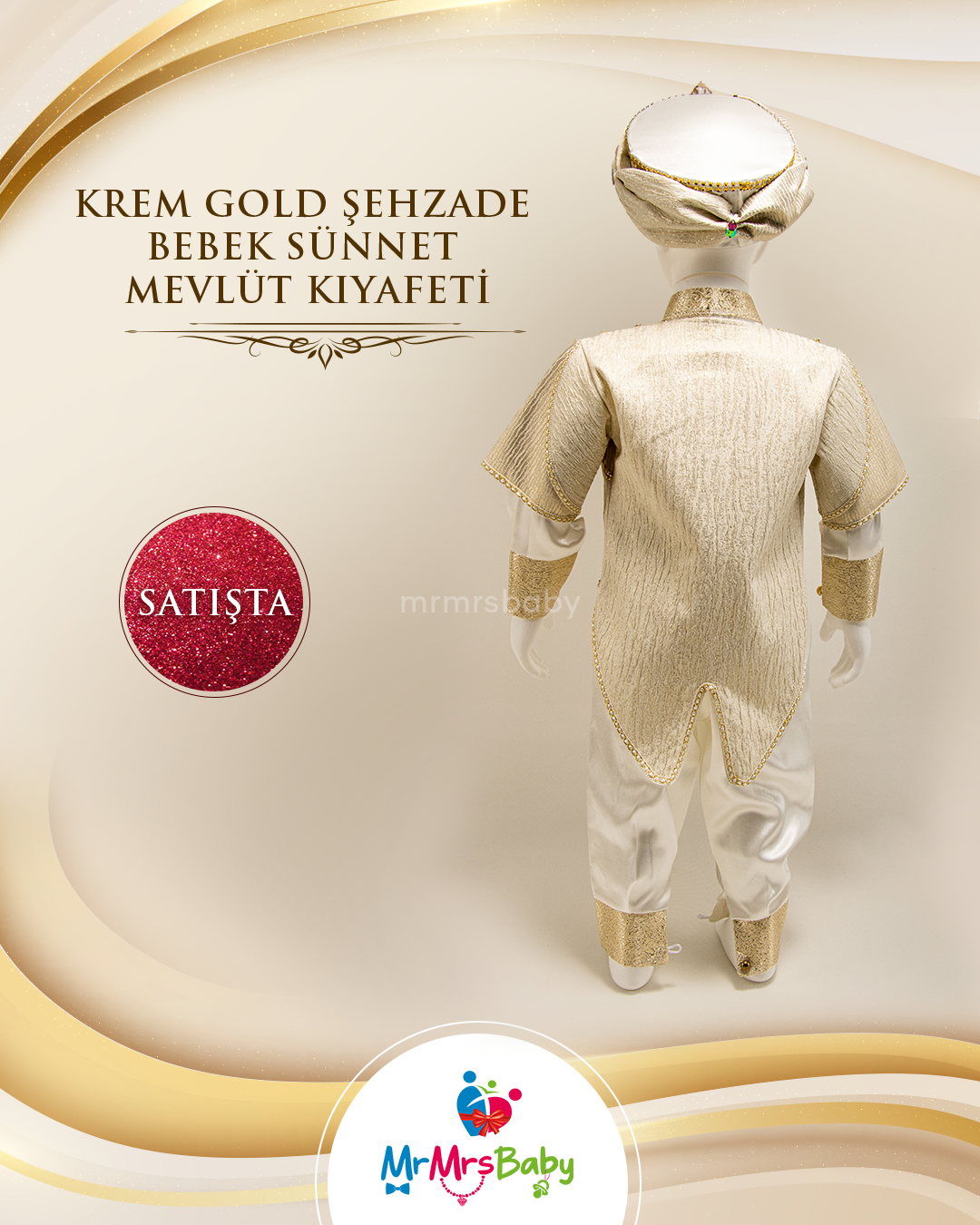Krem Gold Erkek Bebek Şehzade Sünnet Takımı ve Mevlüt Seti