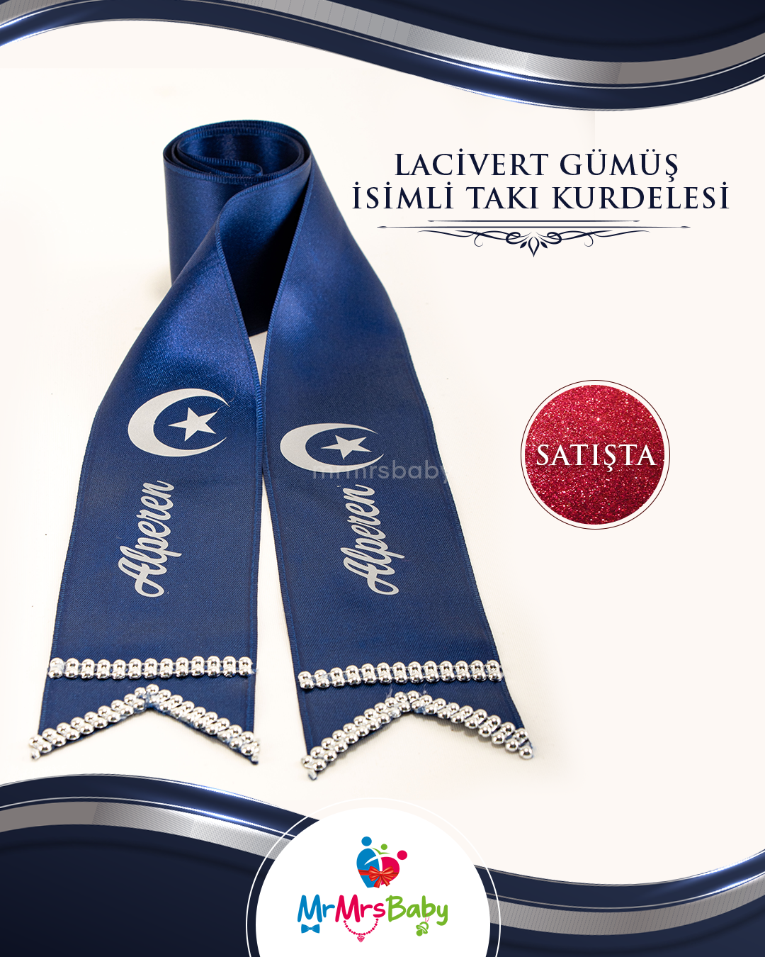 Lacivert Gümüş Mega Hilal Model Sünnet Kına Seti