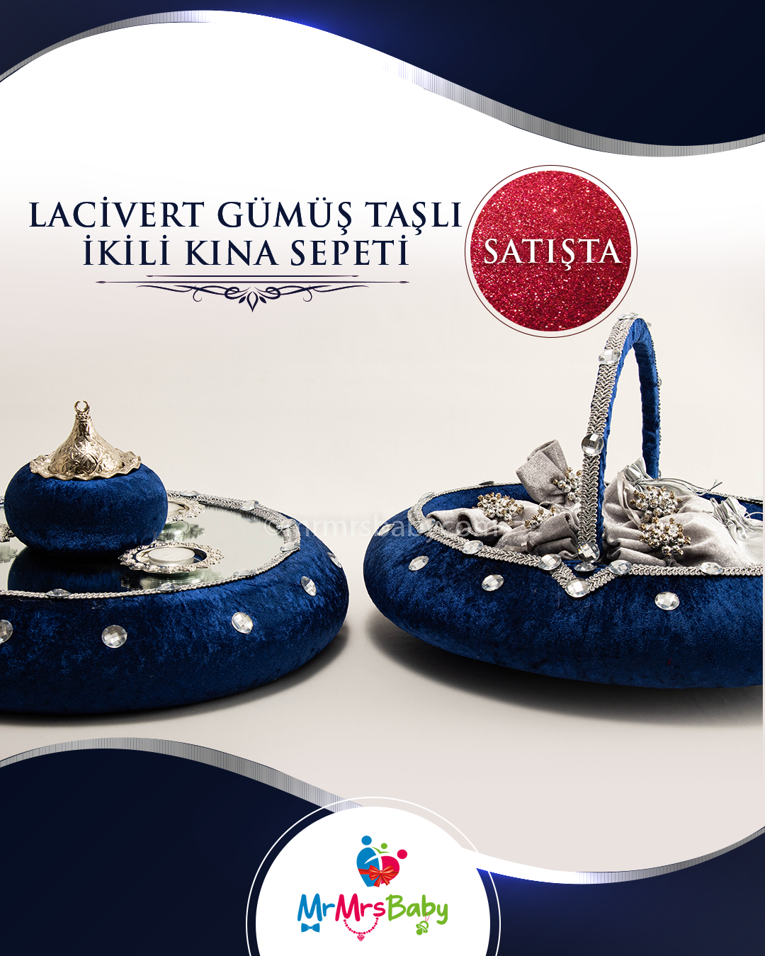 Lacivert Gümüş Sünnet Kına Seti