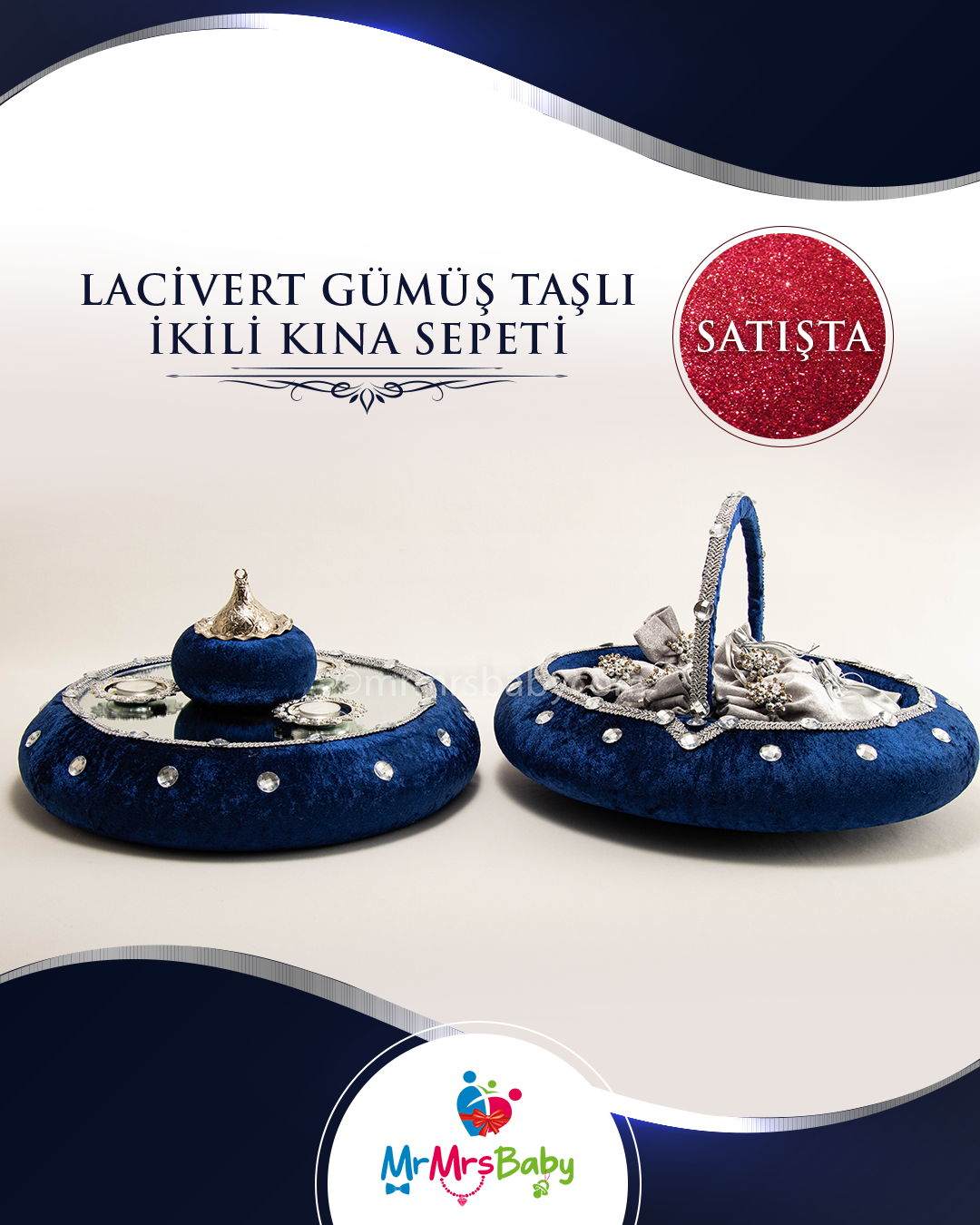 Lacivert Gümüş Sünnet Kına Seti