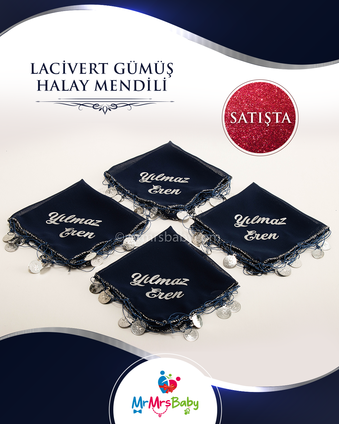 Lacivert Gümüş Sünnet Kına Seti