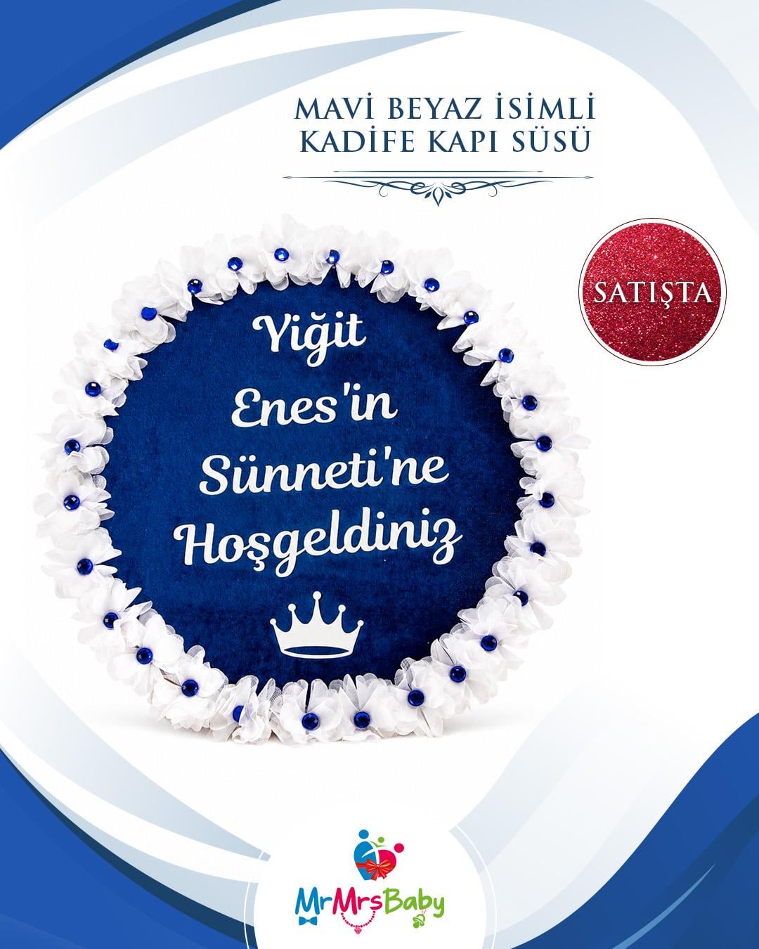 Mavi Beyaz Çiçekli Mega Sünnet Kına Seti