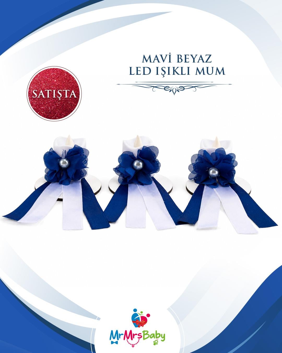 Mavi Beyaz Çiçekli Mega Sünnet Kına Seti