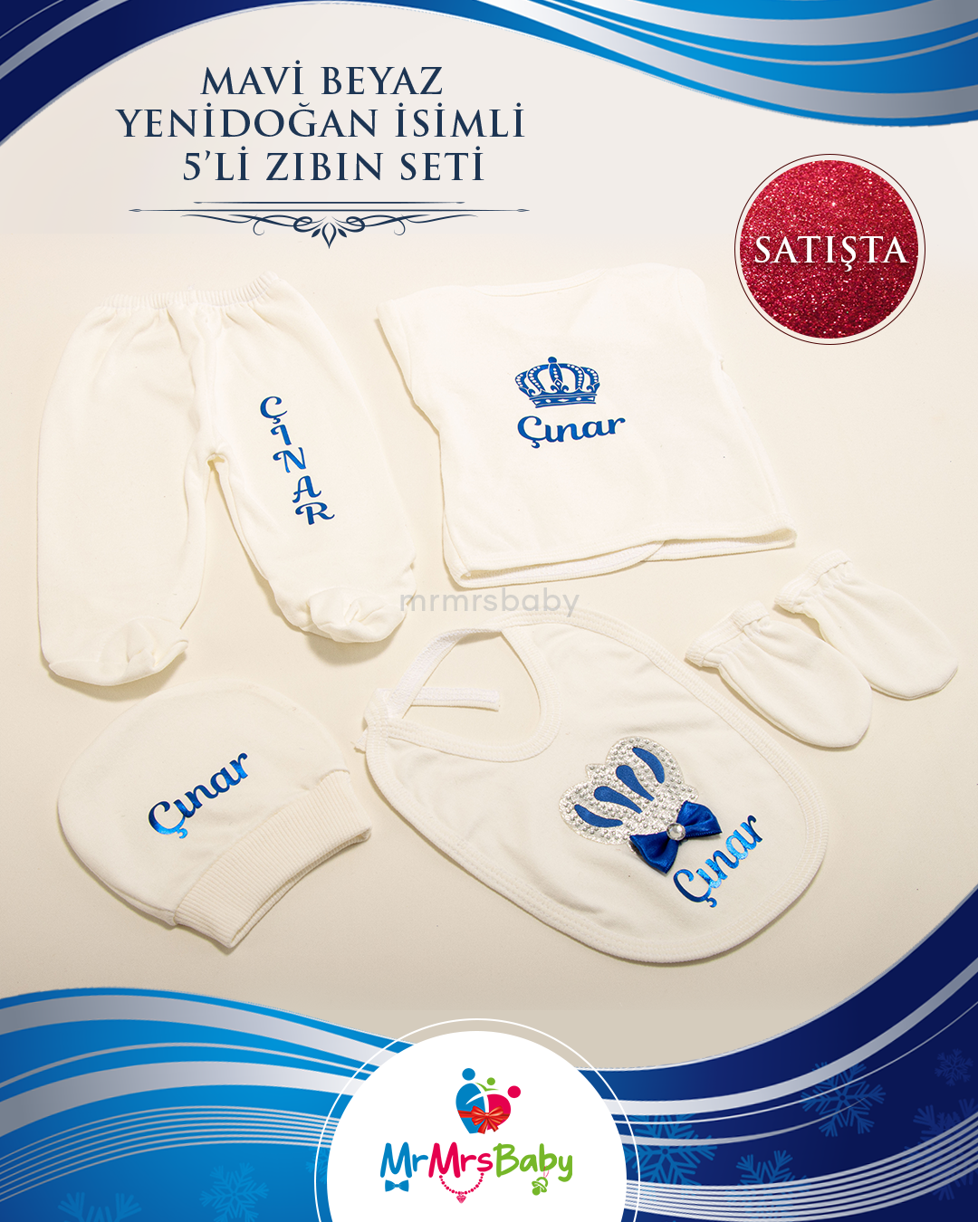 Mavi Gümüş Bebek Sünnet Mevlüt Seti