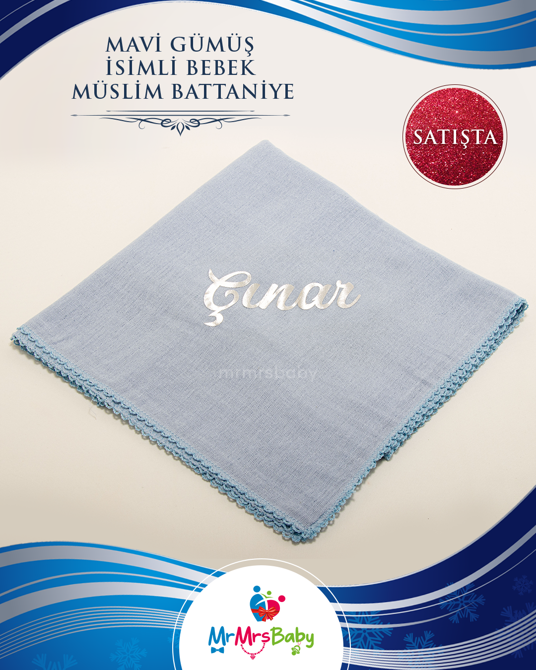 Mavi Gümüş Bebek Sünnet Mevlüt Seti