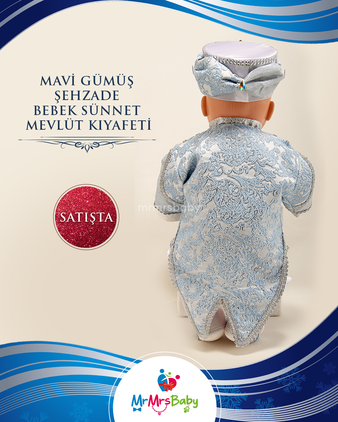 Mavi Gümüş Bebek Sünnet Mevlüt Seti