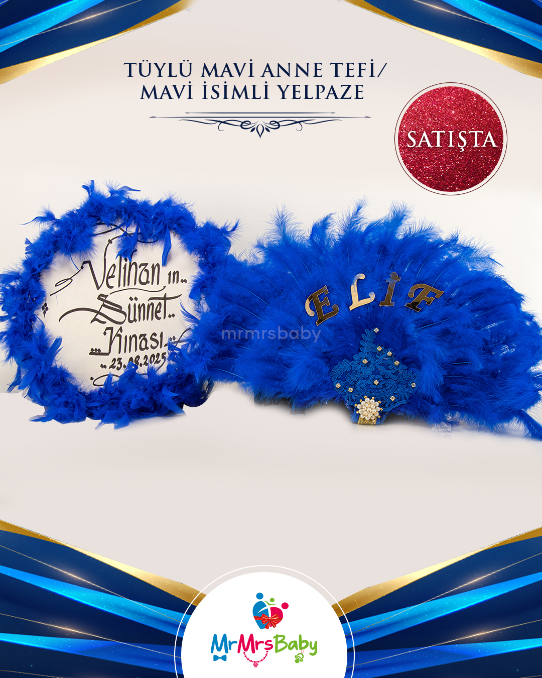 Mavi Tüylü Gold Sünnet  Kına Seti