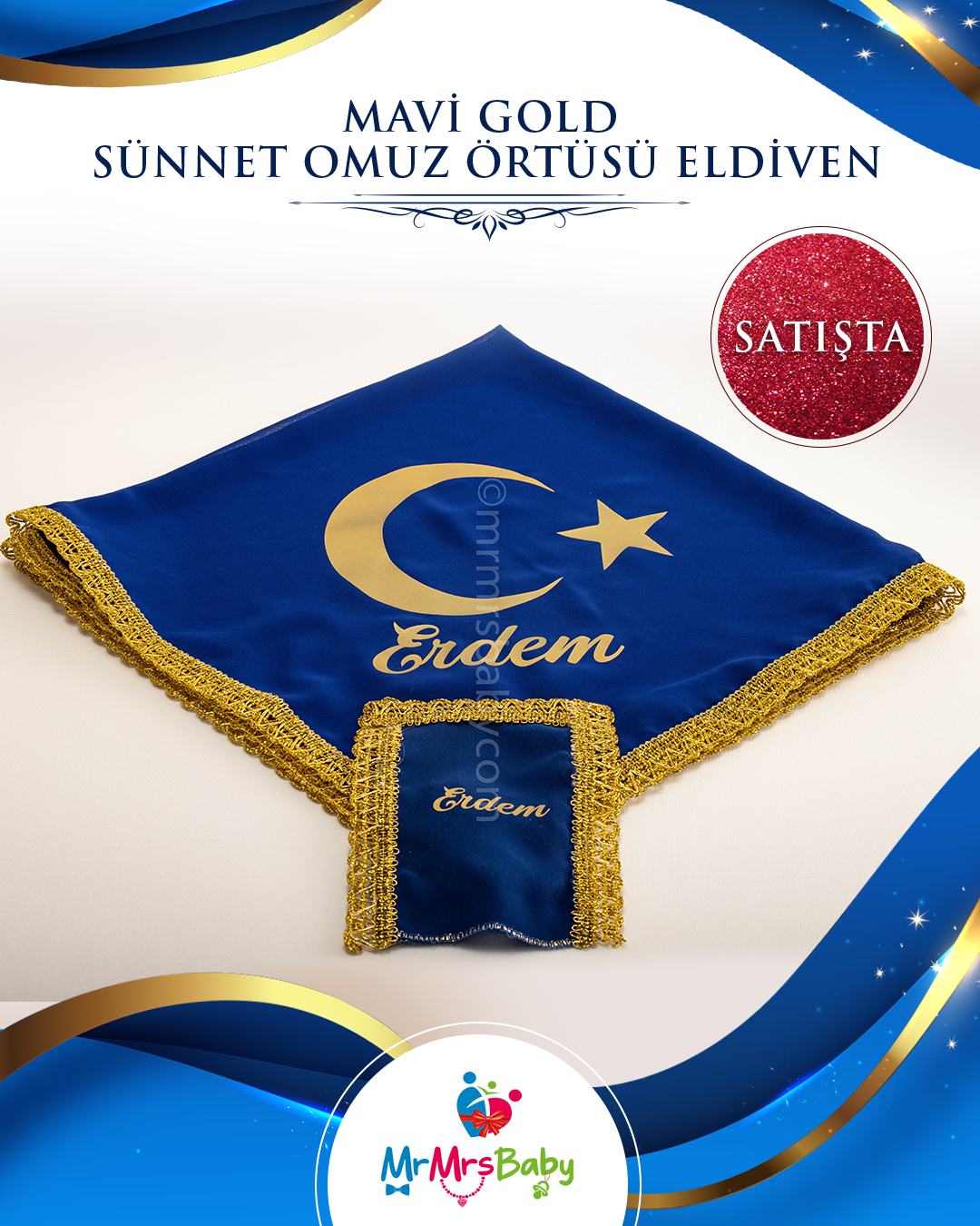 Mavi Tüylü Gold Sünnet  Kına Seti