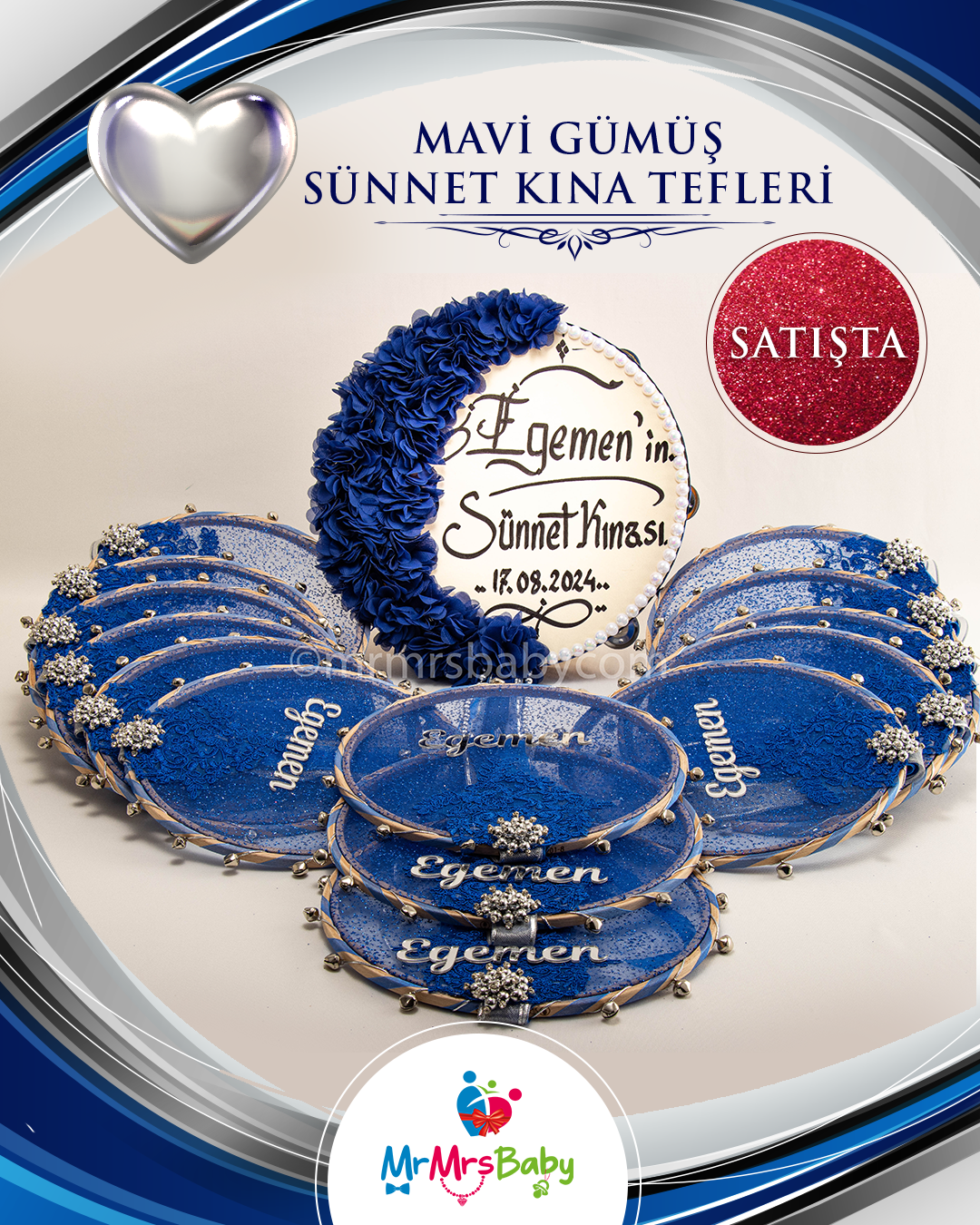 Mega Mavi Gümüş Sünnet Kına Seti