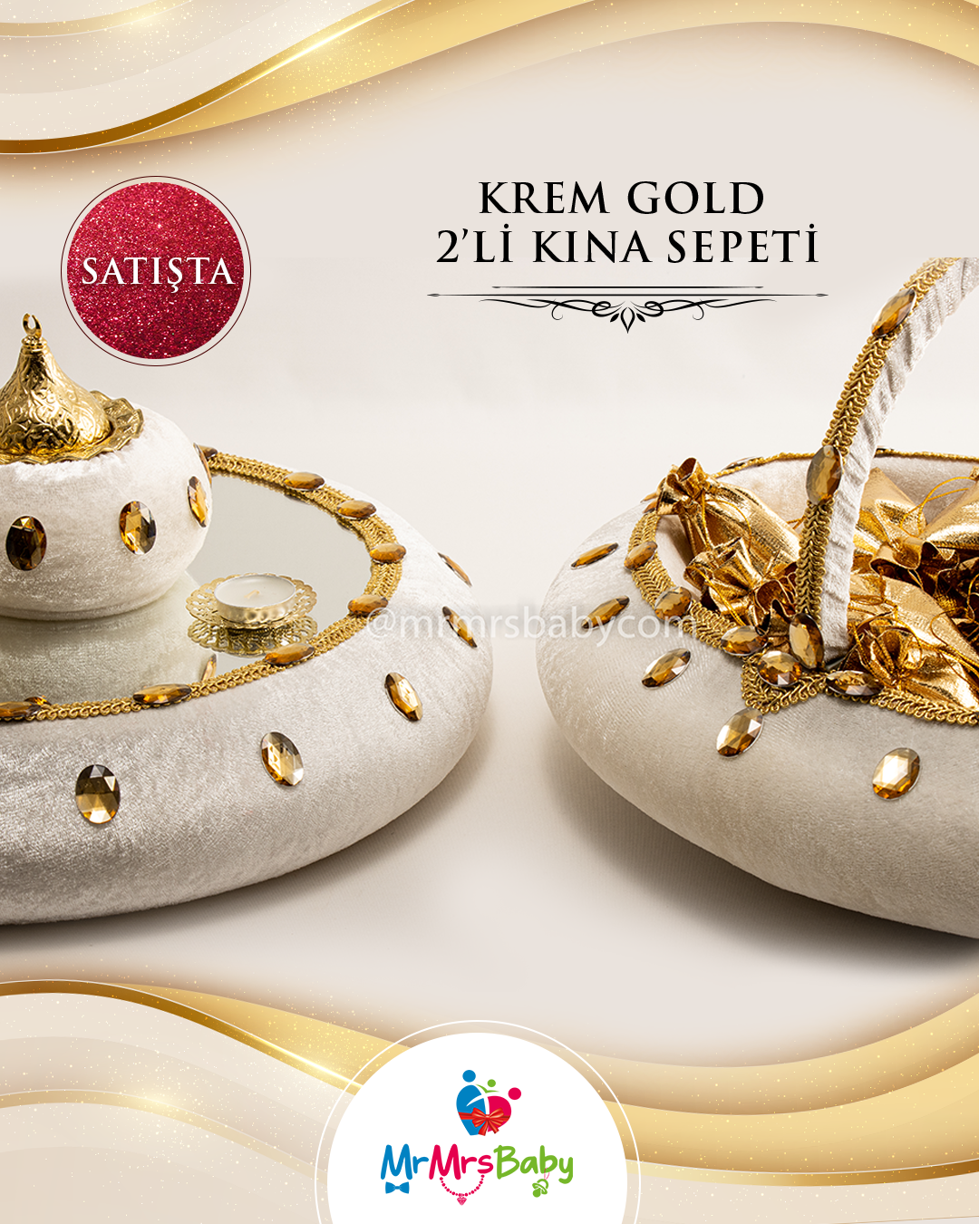 Mini Krem Gold Hilal Model Sünnet Kına Seti