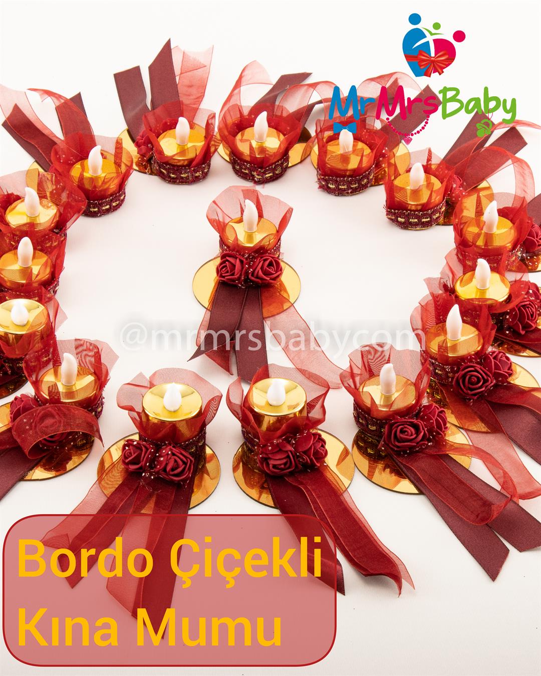 Simli Bordo Gold Kına Seti