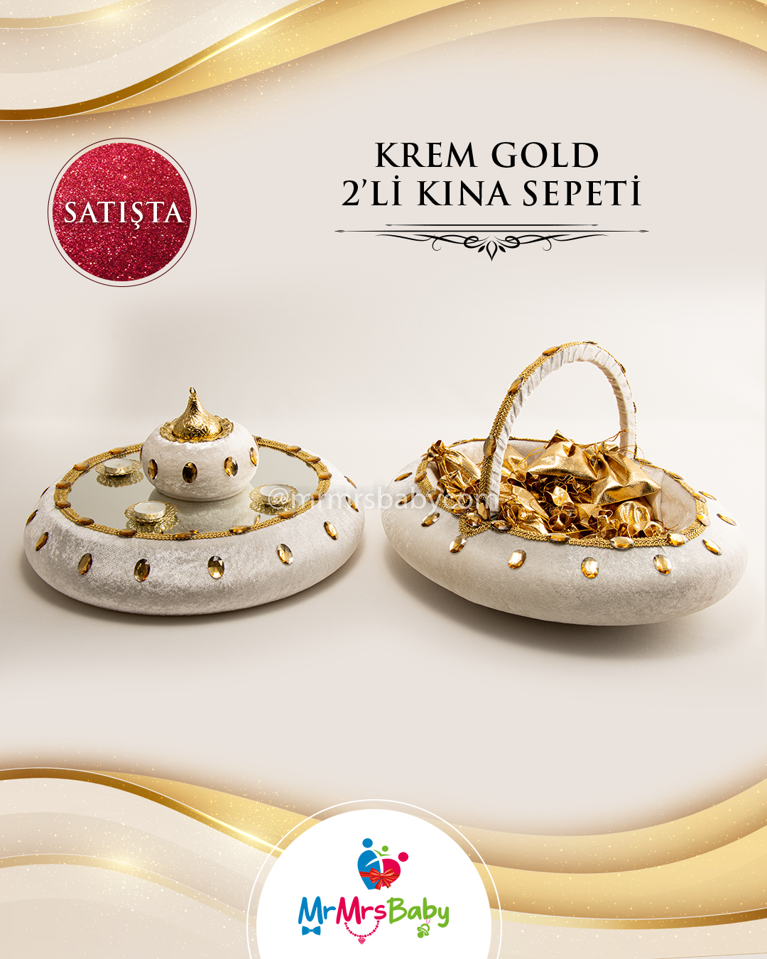 Simli Krem Gold Sünnet  Kına Seti