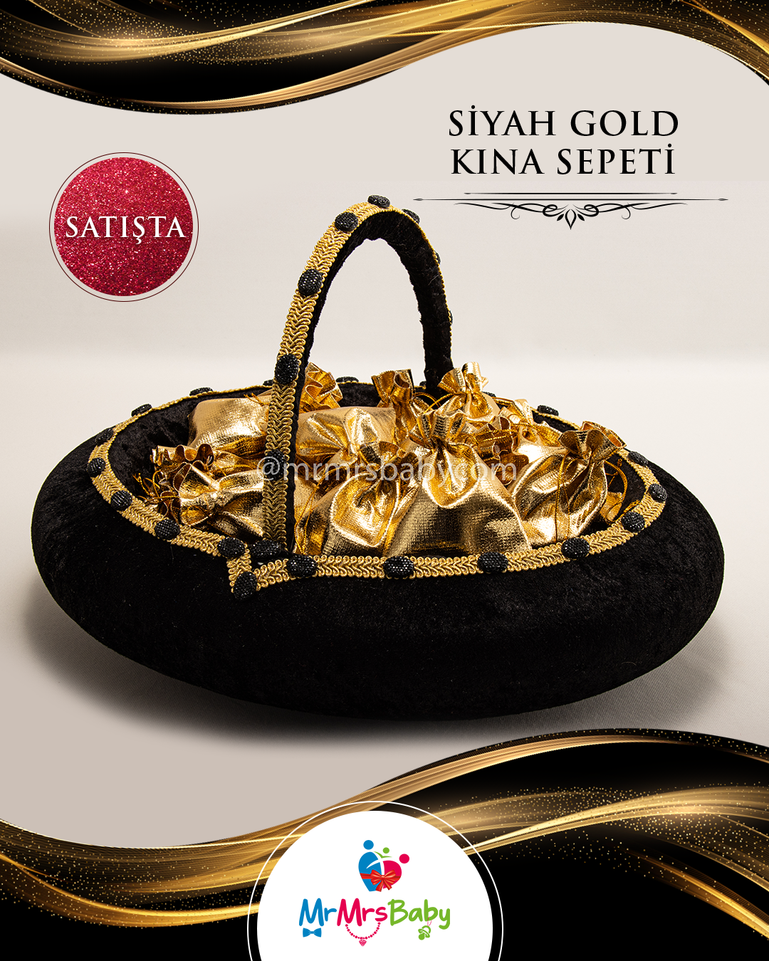 Siyah Royal  Gold Kına Seti