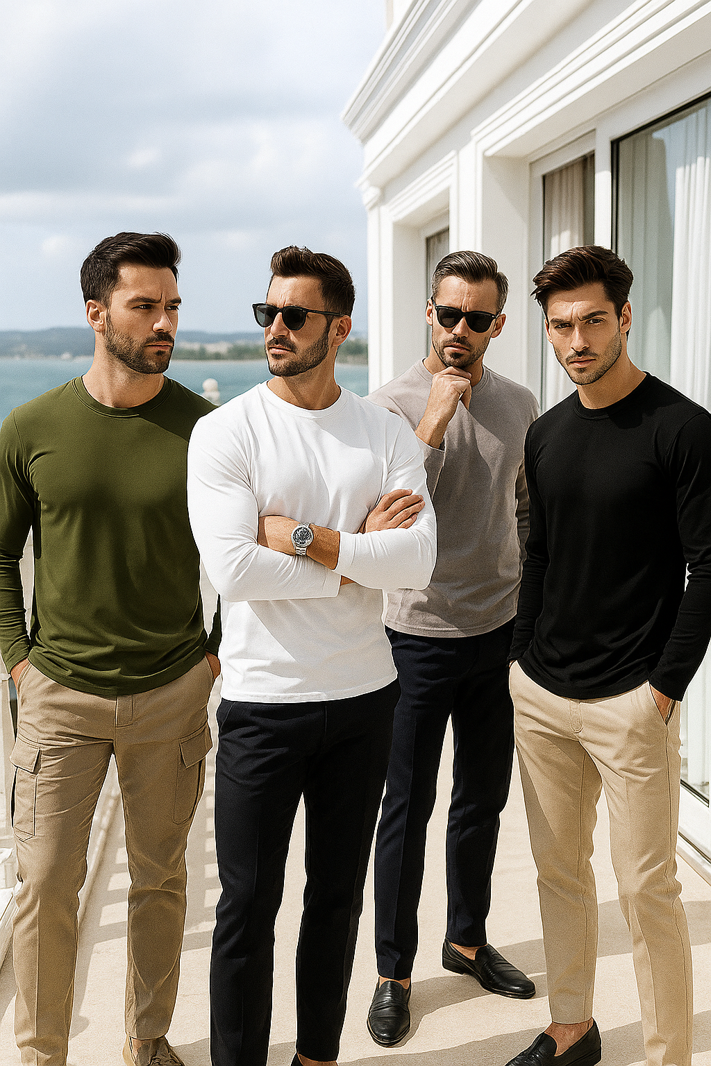 4'lü Paket Basic Uzun Kollu Tişört Sporcu Body T-shirt
