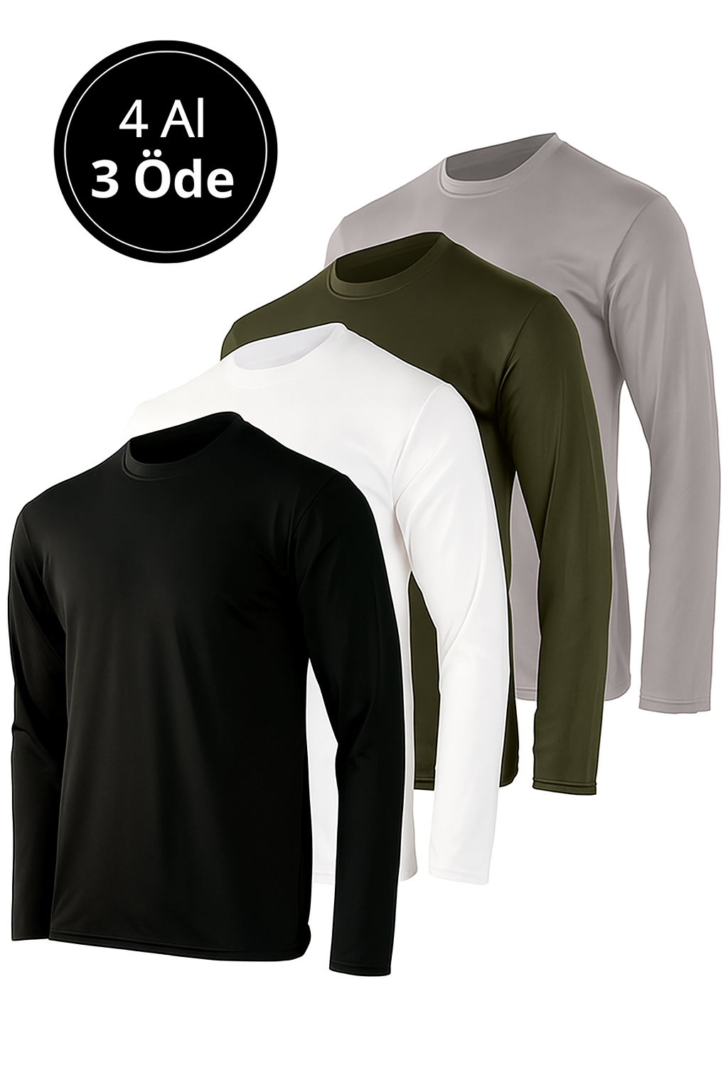 4'lü Paket Basic Uzun Kollu Tişört Sporcu Body T-shirt