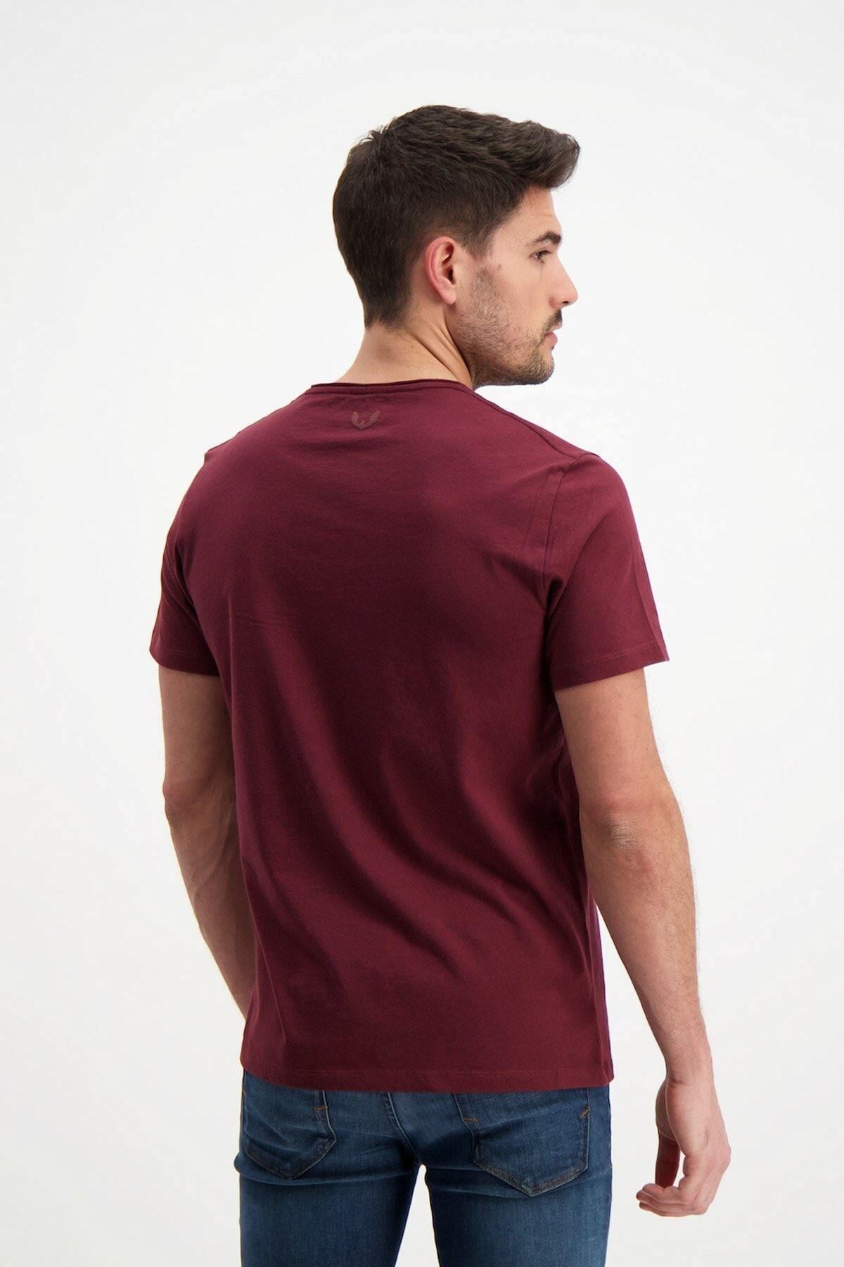 Bordo Erkek Yıkamalı Basic T-shirt