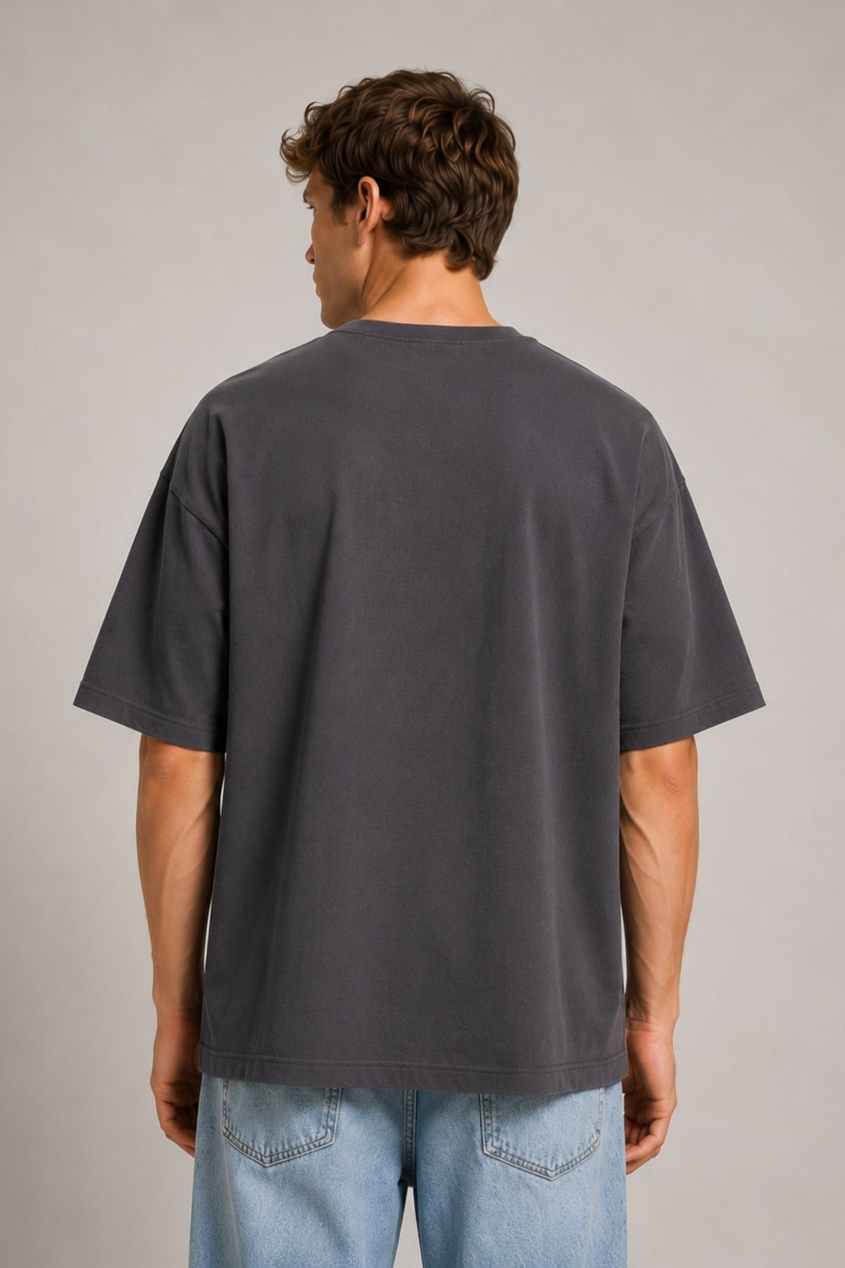 Erkek %100 Pamuk Oversize Tişört Basic Bisiklet Yaka Kısa Kollu T-Shirt