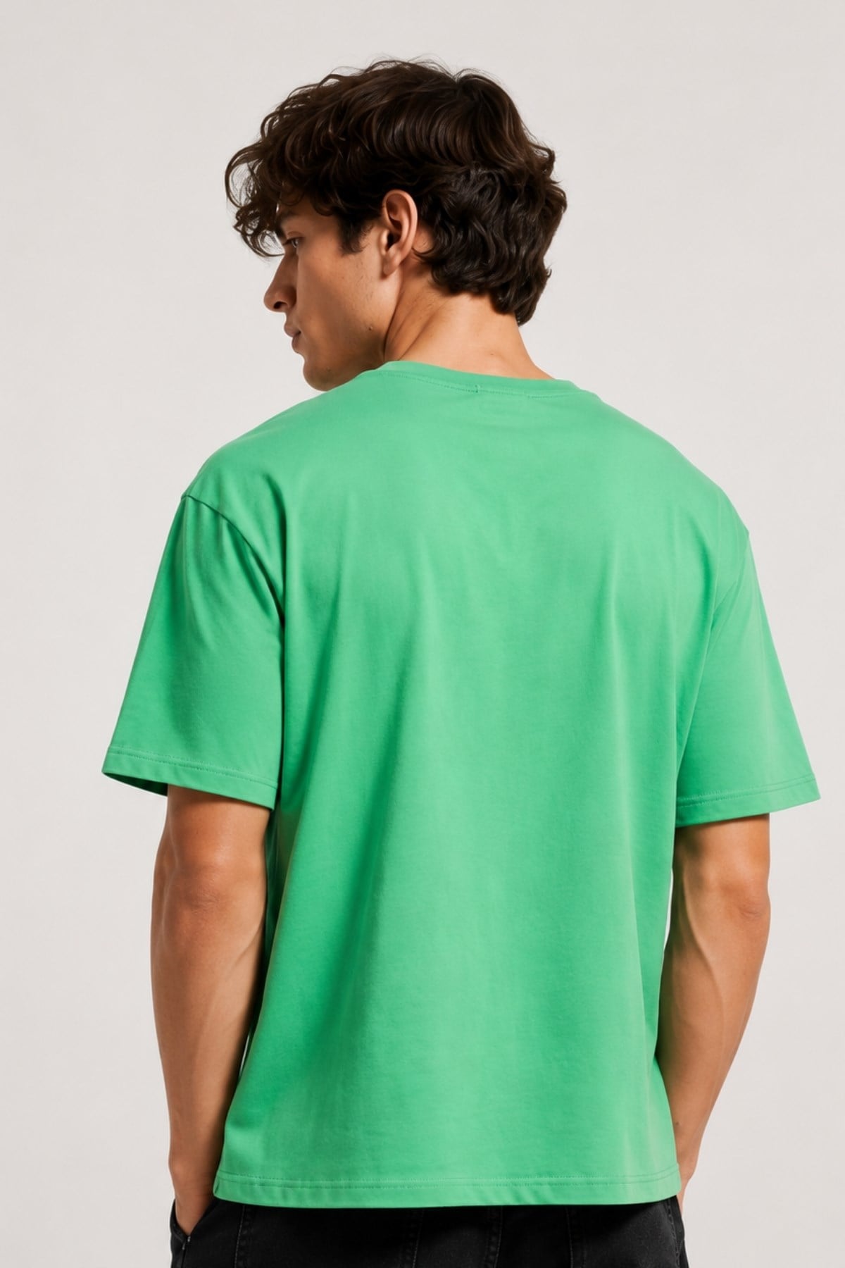 Erkek %100 Pamuk Oversize Tişört Basic Bisiklet Yaka Kısa Kollu T-Shirt